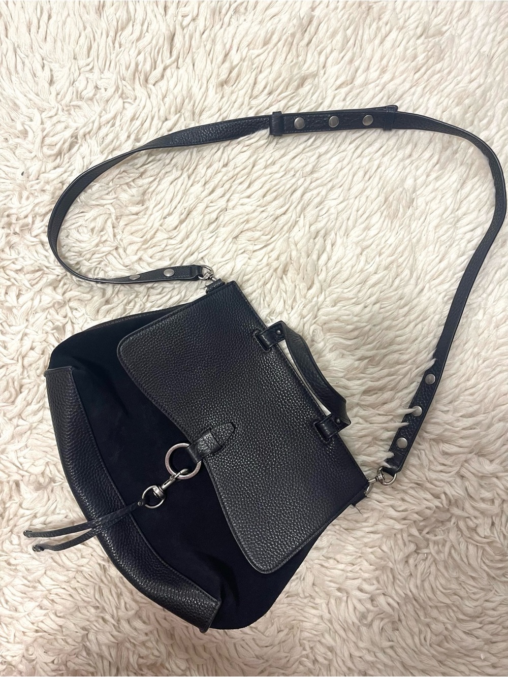 Rebecca Minkoff Black Leather & Suede Crossbody Bag